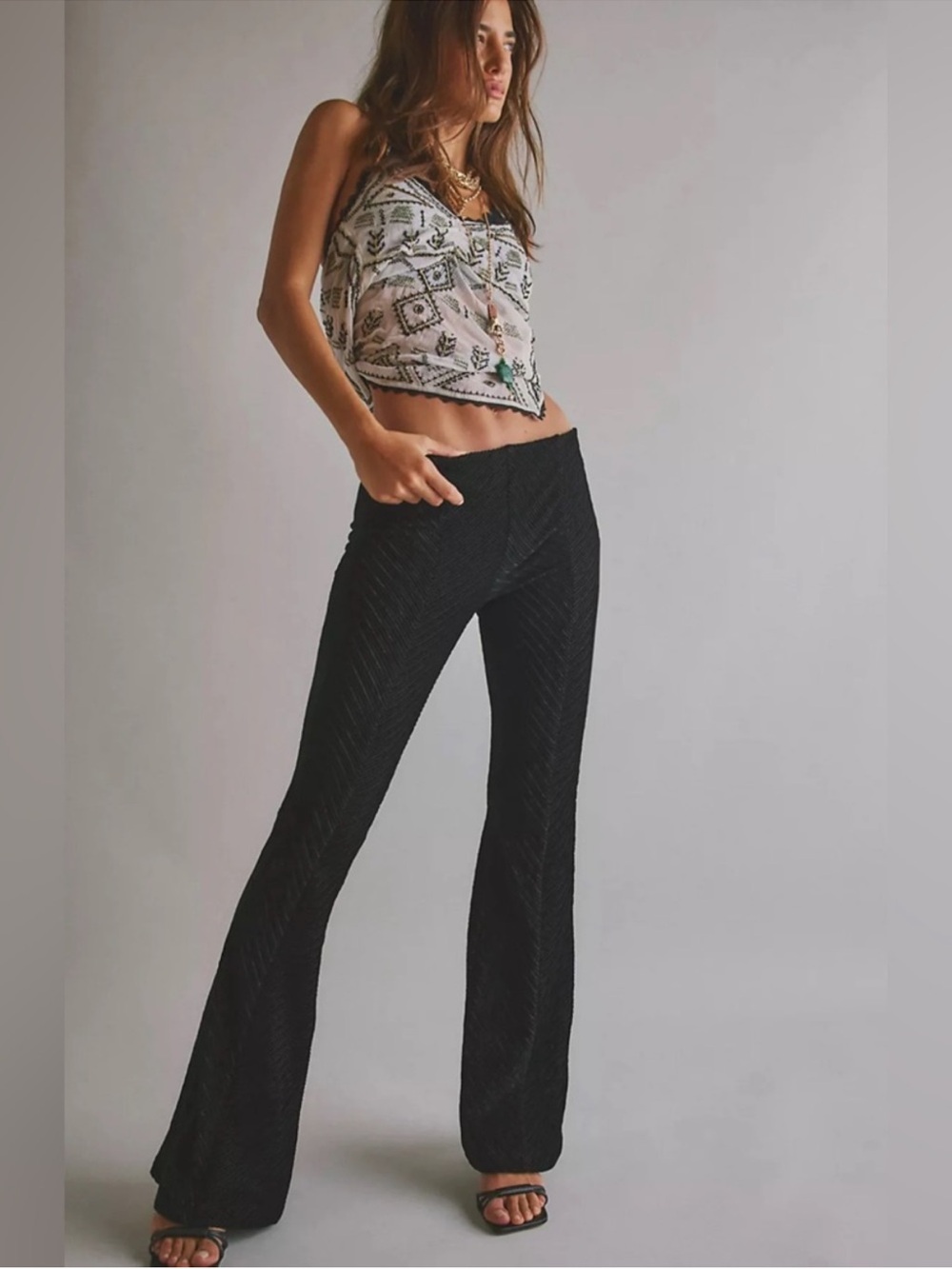 Free People Penny Pull-On Velvet Flared Pants Size L Whimsigoth